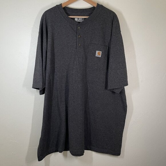 Carhartt Men's Loose Fit Heavyweight Short Sleeve Henley T-Shirt Gray 2XL Tall - Picture 1 of 8